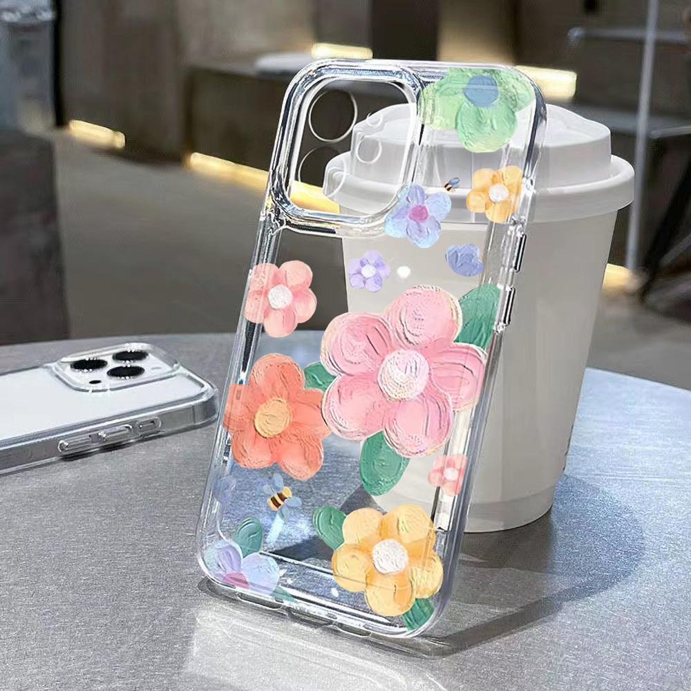 Phone Cases Rugged - Pastel Floral Clear Case For iPhone