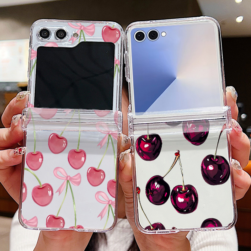 Phone Cases Z Flip 6 - Pink Cherry Printed Phone Case For