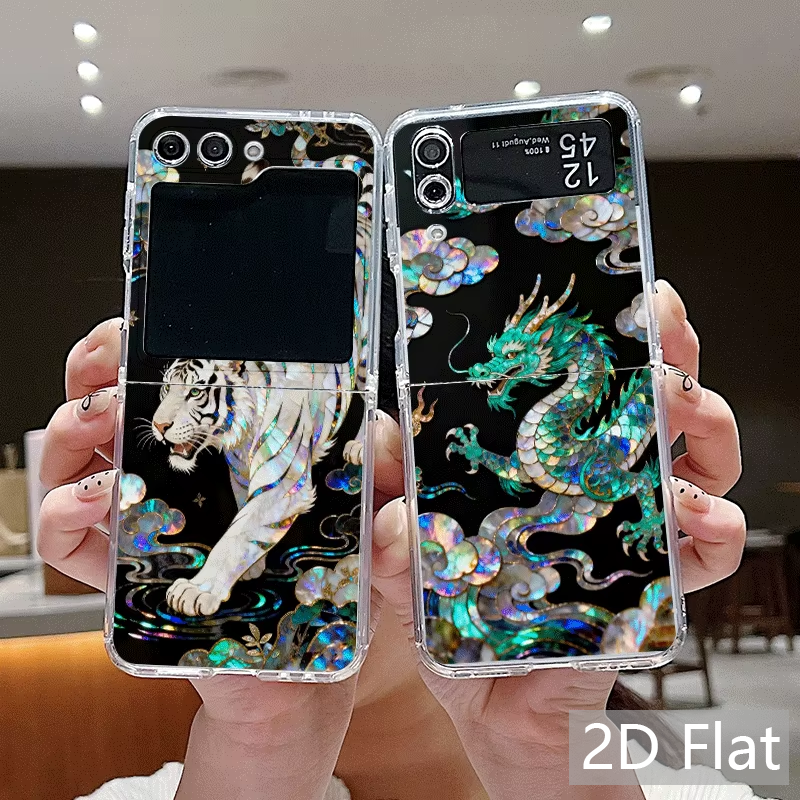 Phone Cases Z Flip 6 - Stylish Tiger Dragon Marble Texture Phone