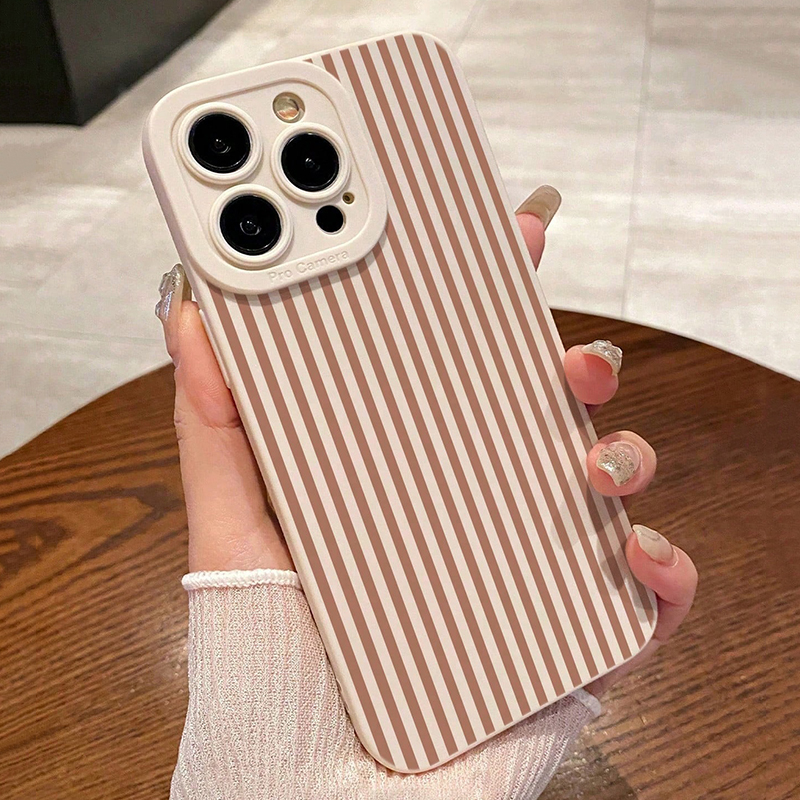 Phone Cases Iphone 16 Pro Max - Pink Striped Painted Anti-Drop Phone Case