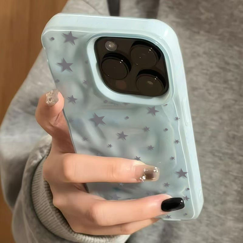 Phone Cases Iphone 16 Pro Max - Minimalist Gray-Blue Star Wave Texture Phone
