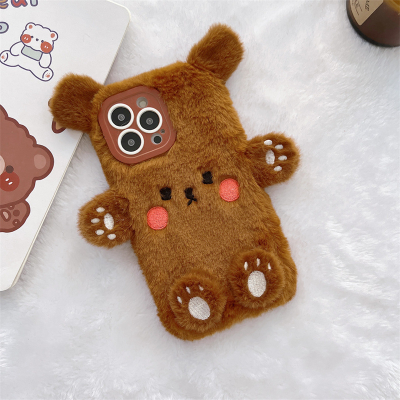 Korean 3D Cartoon Bear Fluffy  - Phone Cases Iphone 16 Pro Max recensie en prijs