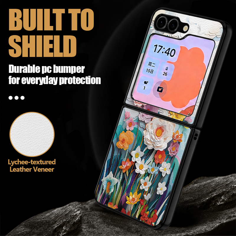 Simple Flower Pattern PU Leath - Phone Cases Z Flip 6 recensie en prijs