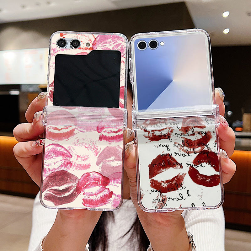 Red Kiss Lips Patterned Phone  - Phone Cases Z Flip 6 recensie en prijs
