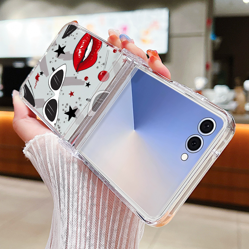 Red Kiss Lips Patterned Phone  - Phone Cases Z Flip 6 recensie en prijs