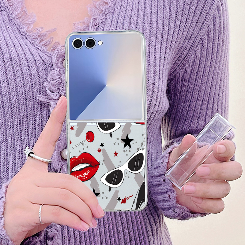 Red Kiss Lips Patterned Phone  - Phone Cases Z Flip 6 recensie en prijs