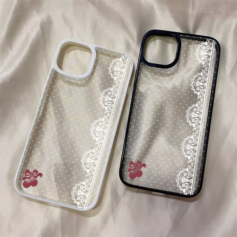 Cute Cherry Bow White Lace Pol - Phone Cases Cute Iphone 13 recensie en prijs