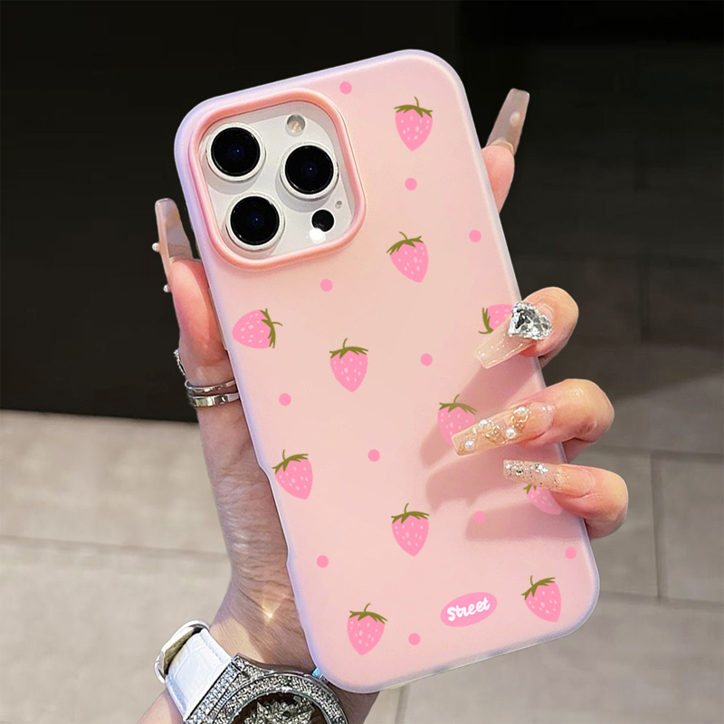Sweet Pink Strawberry Pattern  - Phone Cases Iphone 16 Pro Max recensie en prijs