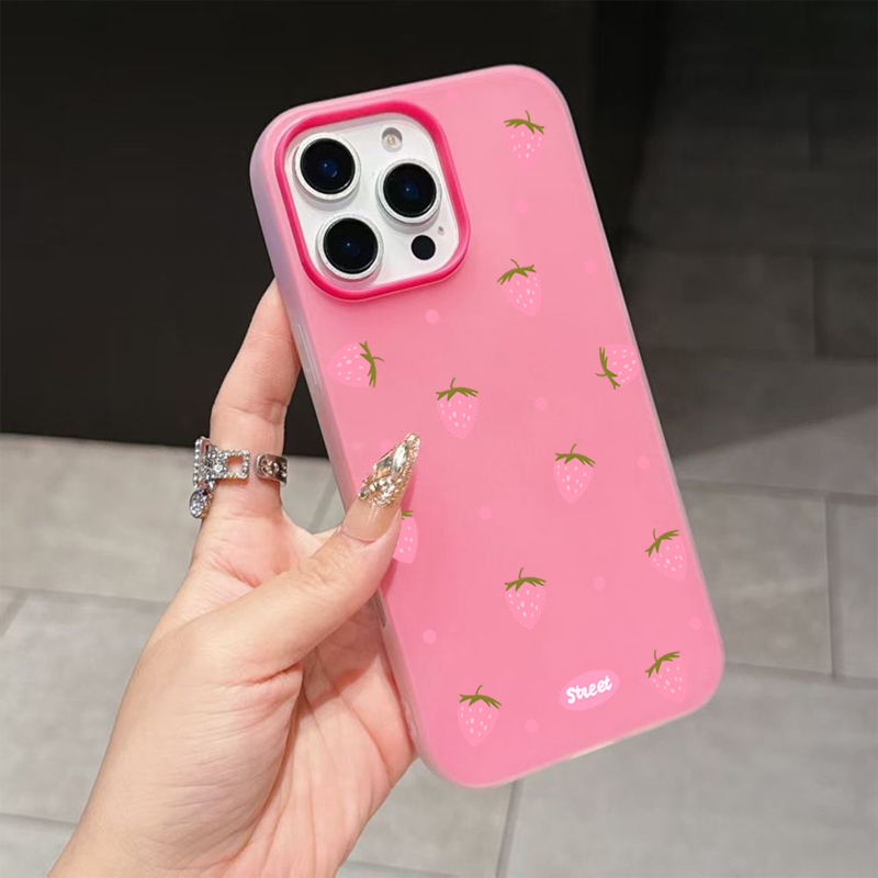 Sweet Pink Strawberry Pattern  - Phone Cases Iphone 16 Pro Max recensie en prijs